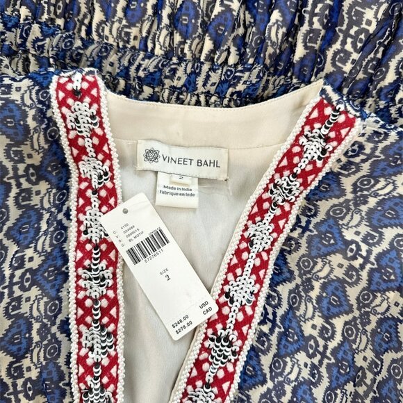 Vineet Bahl Anthropologie Oda Embroidered Blue Motif Sequin Maxi Dress NWT NEW 2 - Picture 6 of 6